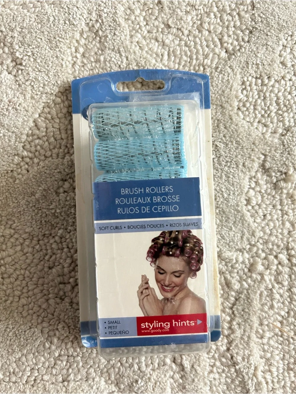 Vintage Goody Brush Rollers Full Soft Curls SMALL New with Pins Blue